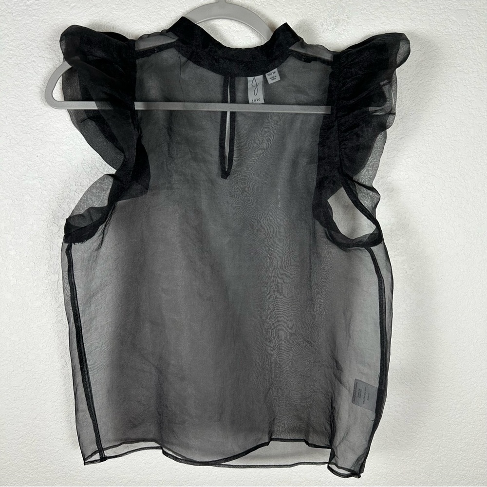 Joie Black Sheer Ruffle Sleeve Blouse - Picture 2 of 10